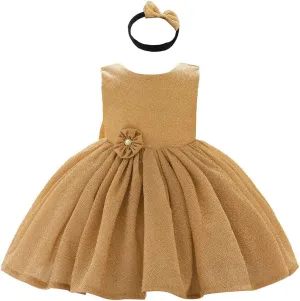 0-6T Baby Girls Dress Princess Dress Special Occasion Formal Gowns Backless Pageant Wedding Party Dresses with Headwear
