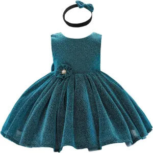 0-6T Baby Girls Dress Princess Dress Special Occasion Formal Gowns Backless Pageant Wedding Party Dresses with Headwear