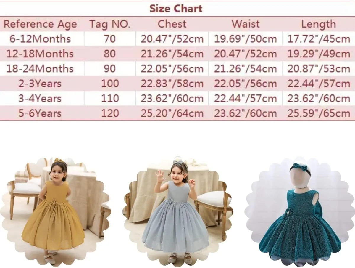 0-6T Baby Girls Dress Princess Dress Special Occasion Formal Gowns Backless Pageant Wedding Party Dresses with Headwear