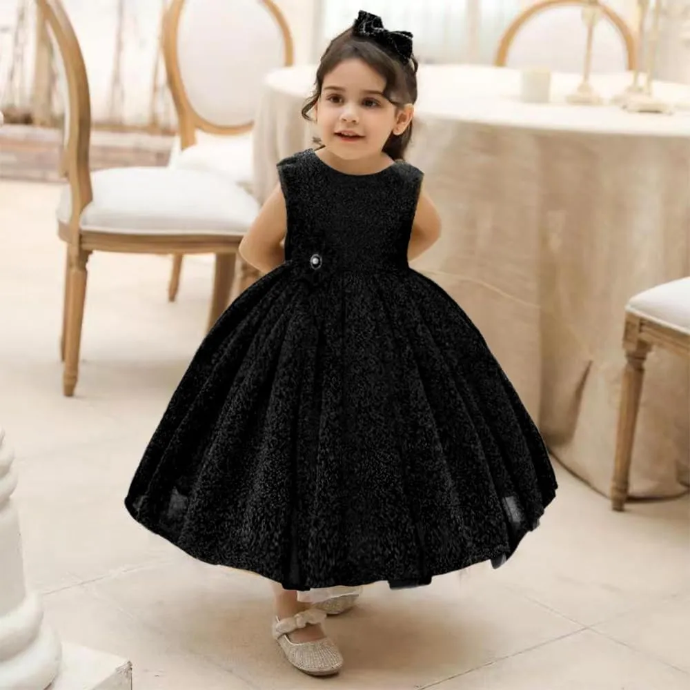 0-6T Baby Girls Dress Princess Dress Special Occasion Formal Gowns Backless Pageant Wedding Party Dresses with Headwear