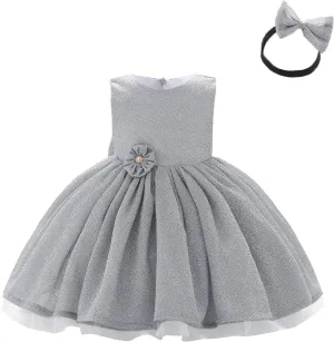 0-6T Baby Girls Dress Princess Dress Special Occasion Formal Gowns Backless Pageant Wedding Party Dresses with Headwear