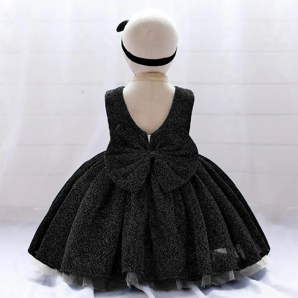 0-6T Baby Girls Dress Princess Dress Special Occasion Formal Gowns Backless Pageant Wedding Party Dresses with Headwear