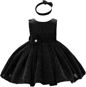 0-6T Baby Girls Dress Princess Dress Special Occasion Formal Gowns Backless Pageant Wedding Party Dresses with Headwear