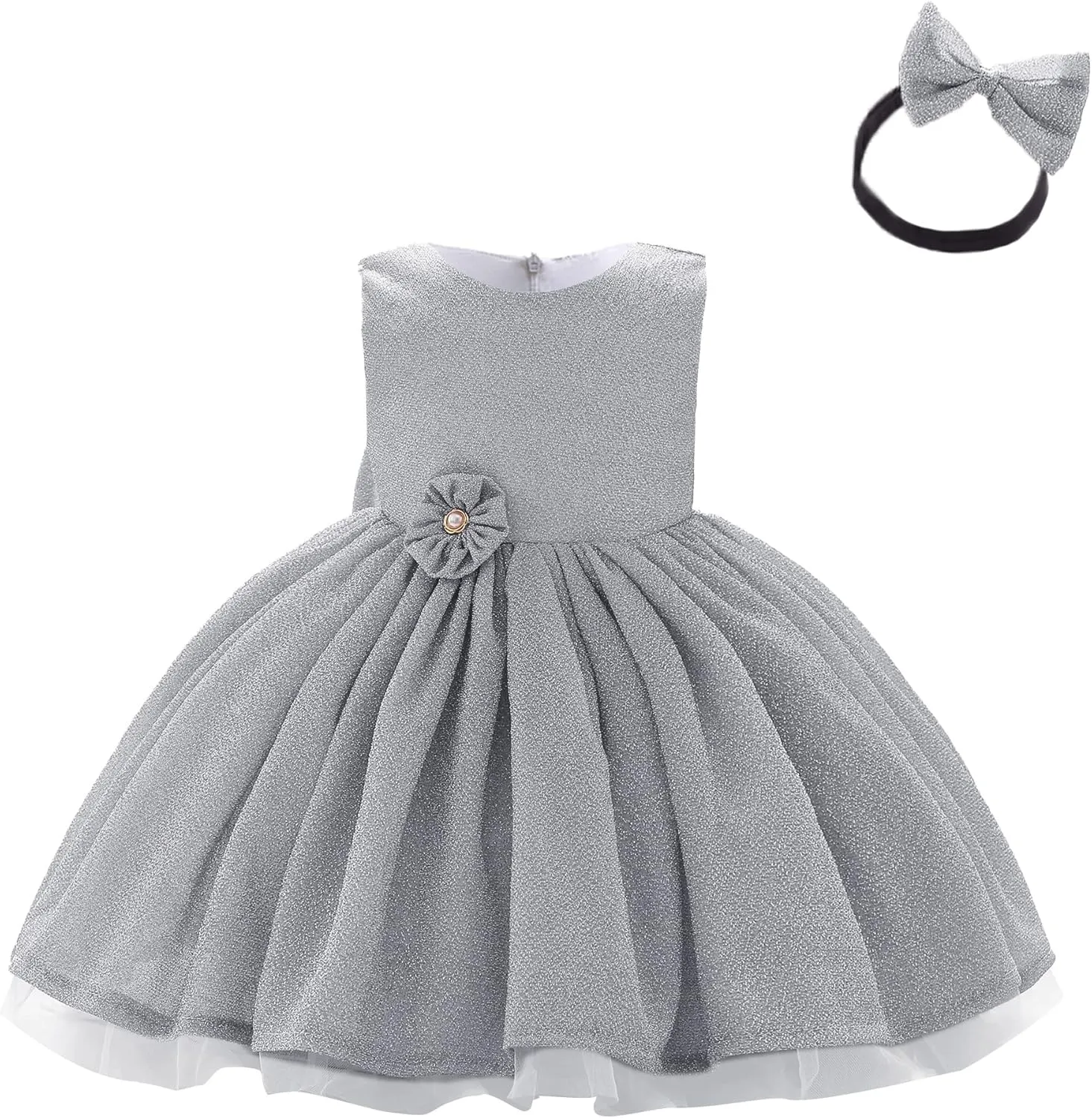 0-6T Baby Girls Dress Princess Dress Special Occasion Formal Gowns Backless Pageant Wedding Party Dresses with Headwear