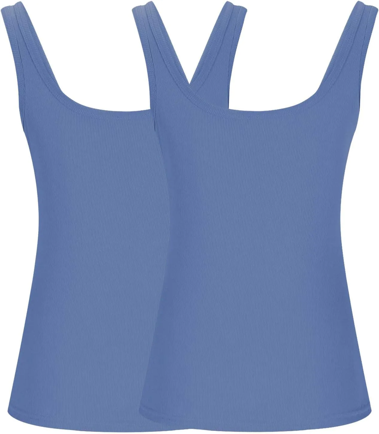 2 Pack Plus Size Ribbed Tank Tops for Women, U Scoop Neck Workout Basic Sleeveless T-Shirt Summer Casual Sexy Tanks