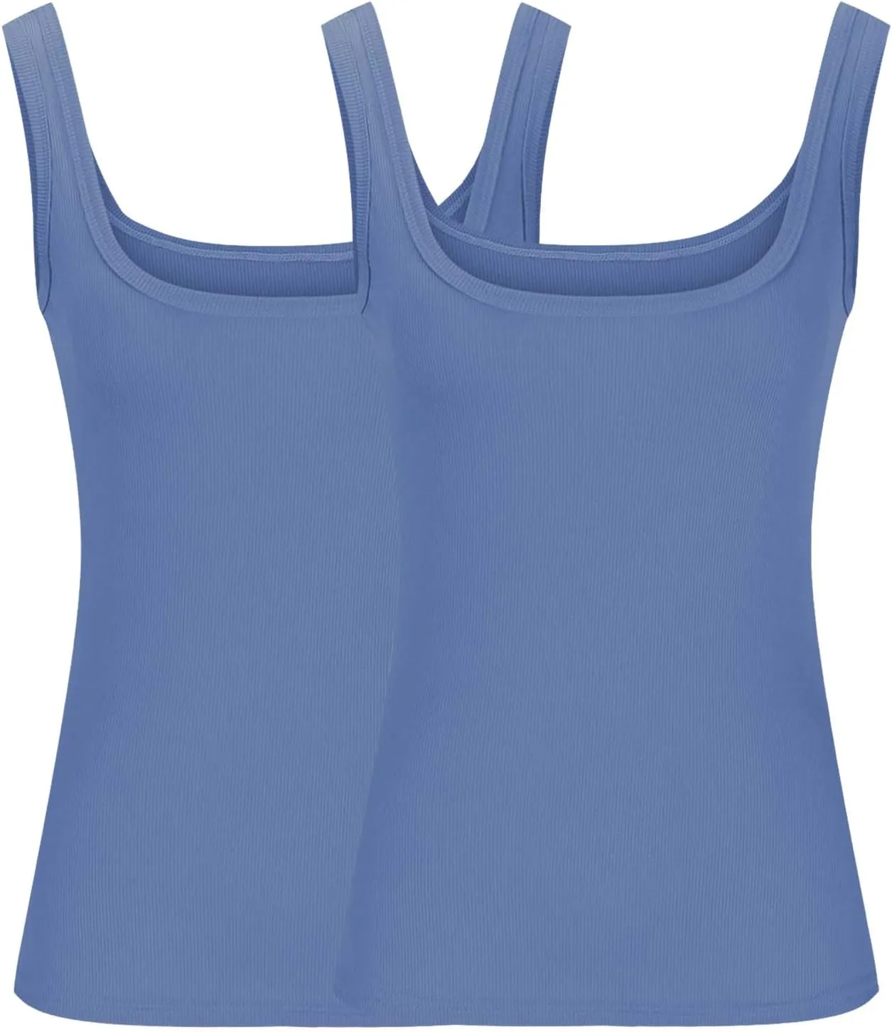 2 Pack Plus Size Ribbed Tank Tops for Women, U Scoop Neck Workout Basic Sleeveless T-Shirt Summer Casual Sexy Tanks