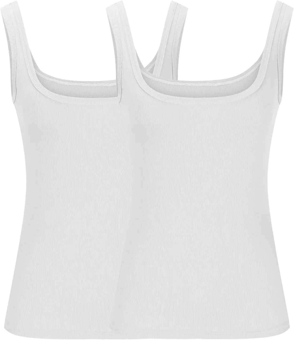 2 Pack Plus Size Ribbed Tank Tops for Women, U Scoop Neck Workout Basic Sleeveless T-Shirt Summer Casual Sexy Tanks