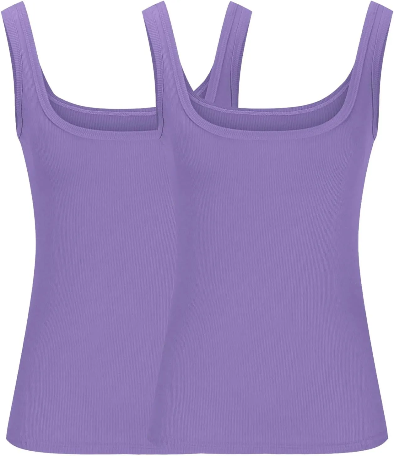 2 Pack Plus Size Ribbed Tank Tops for Women, U Scoop Neck Workout Basic Sleeveless T-Shirt Summer Casual Sexy Tanks