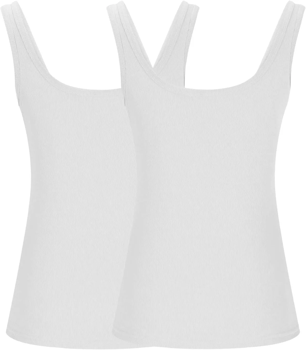 2 Pack Plus Size Ribbed Tank Tops for Women, U Scoop Neck Workout Basic Sleeveless T-Shirt Summer Casual Sexy Tanks
