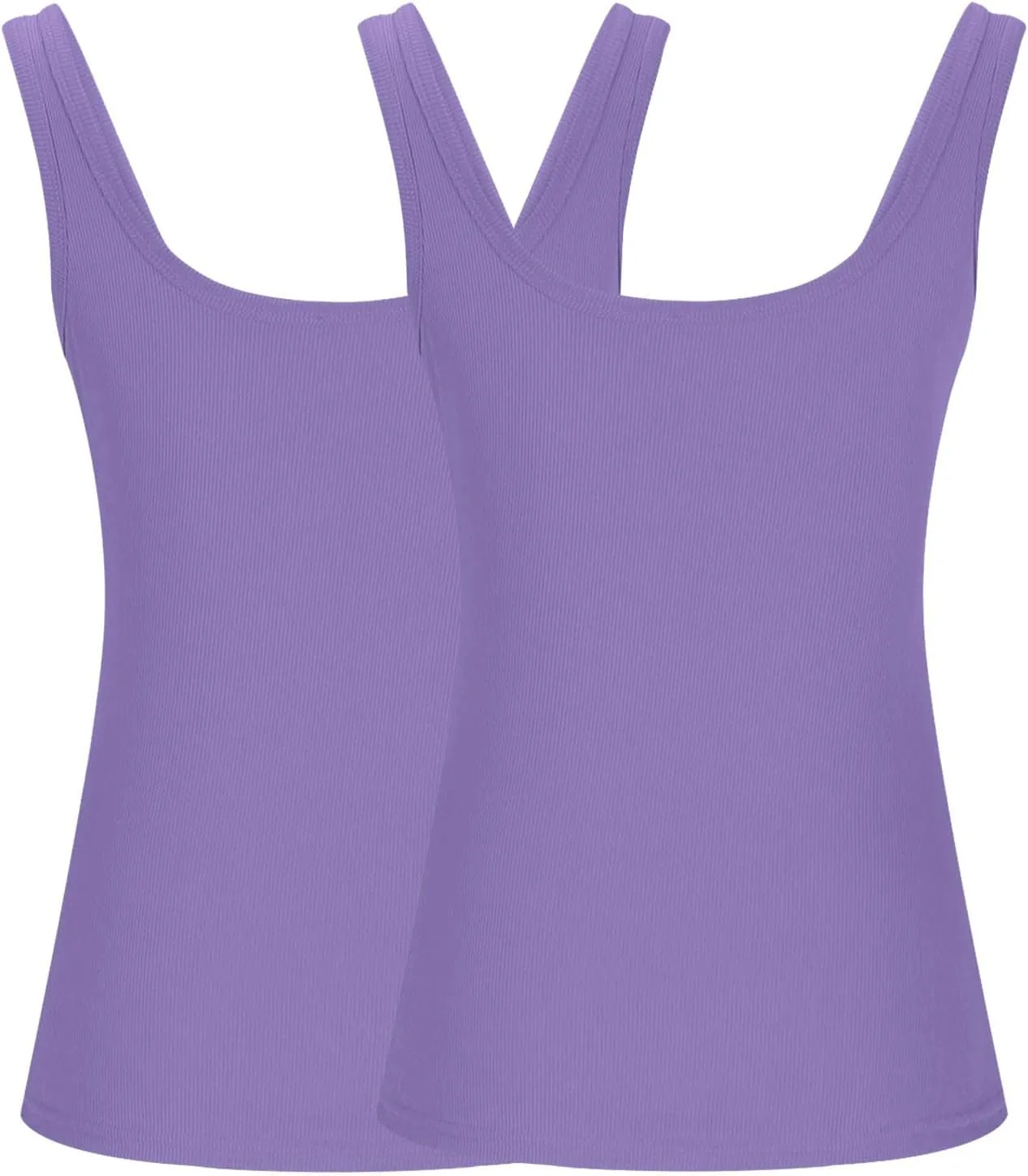 2 Pack Plus Size Ribbed Tank Tops for Women, U Scoop Neck Workout Basic Sleeveless T-Shirt Summer Casual Sexy Tanks