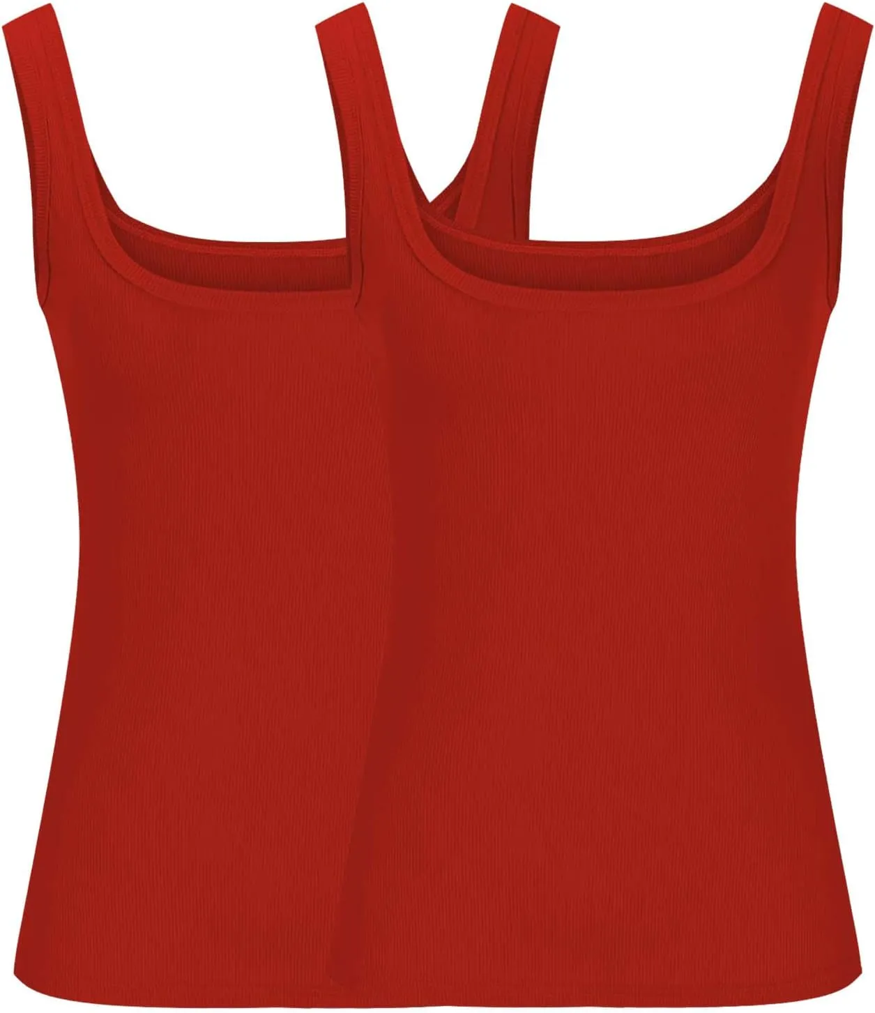 2 Pack Plus Size Ribbed Tank Tops for Women, U Scoop Neck Workout Basic Sleeveless T-Shirt Summer Casual Sexy Tanks