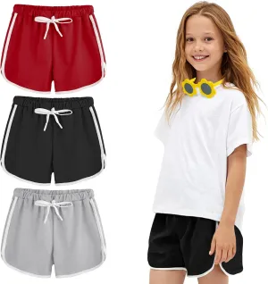 3-Pack Girls Dolphin Shorts, Drawstring Sports Shorts for Girls, Sports Shorts, 5-14 Years