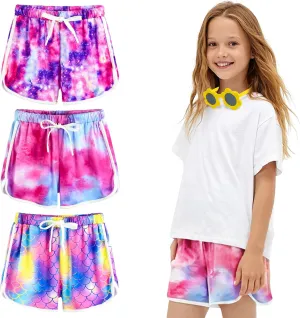 3-Pack Girls Dolphin Shorts, Drawstring Sports Shorts for Girls, Sports Shorts, 5-14 Years