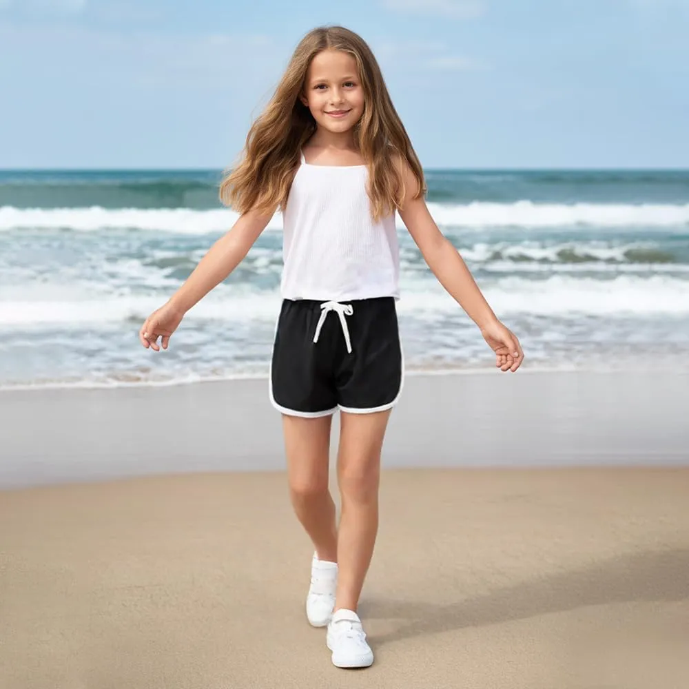 3-Pack Girls Dolphin Shorts, Drawstring Sports Shorts for Girls, Sports Shorts, 5-14 Years