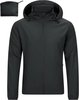 33,000ft Men's Rain Jacket Waterproof Lightweight Raincoat Packable Rain Shell Windbreaker with Hood for Golf Hiking Travel
