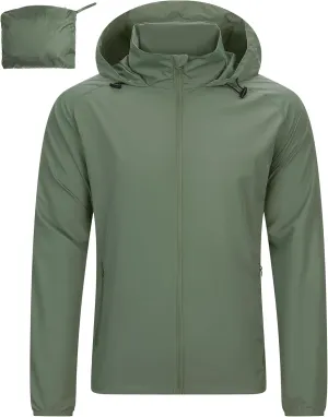 33,000ft Men's Rain Jacket Waterproof Lightweight Raincoat Packable Rain Shell Windbreaker with Hood for Golf Hiking Travel