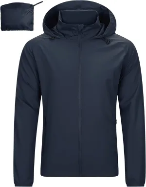 33,000ft Men's Rain Jacket Waterproof Lightweight Raincoat Packable Rain Shell Windbreaker with Hood for Golf Hiking Travel