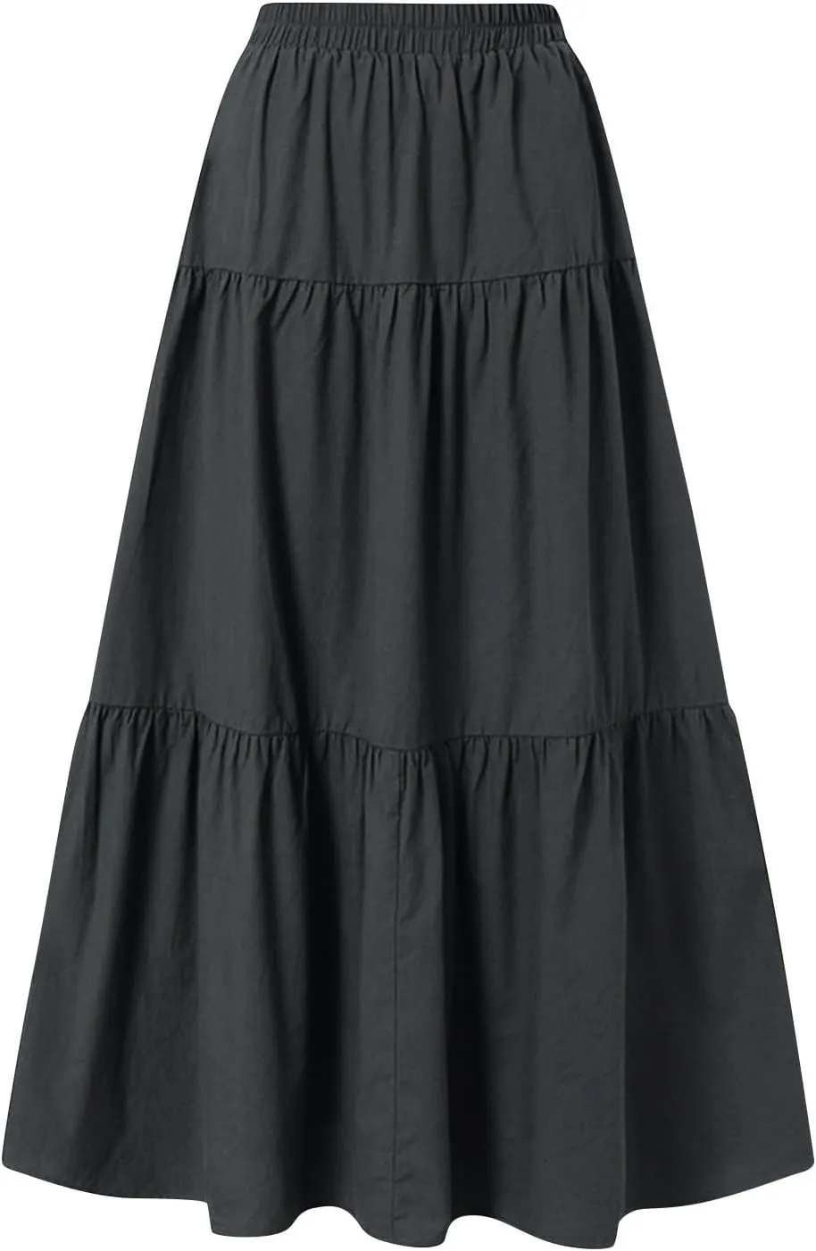 ADHOWBEW Spring Skirts for Women 2025 Elastic Waist Vacation Long Trendy Flowy Tiered Bohemian Skirts