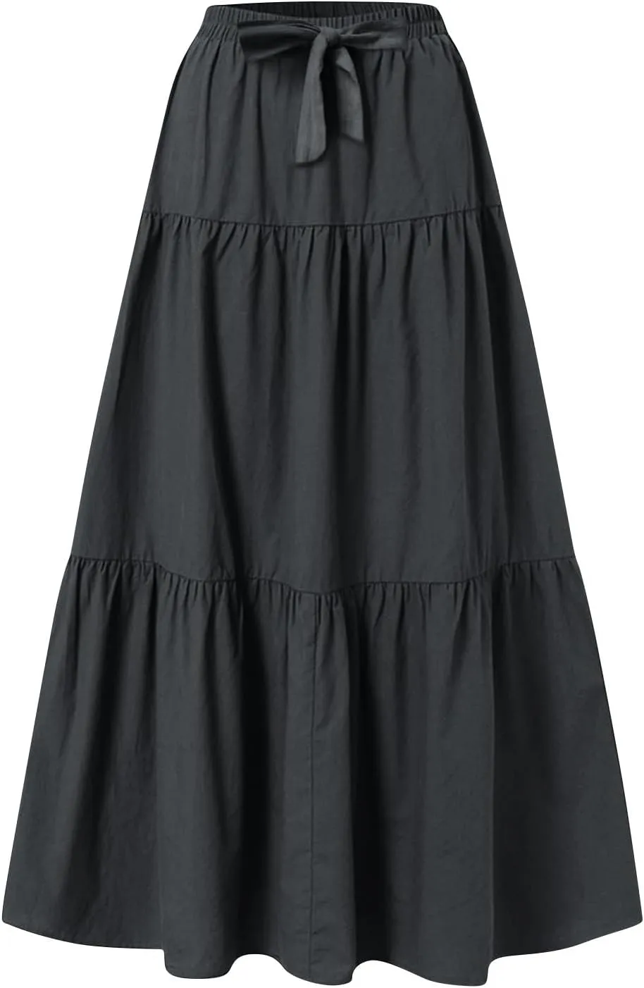 ADHOWBEW Spring Skirts for Women 2025 Elastic Waist Vacation Long Trendy Flowy Tiered Bohemian Skirts