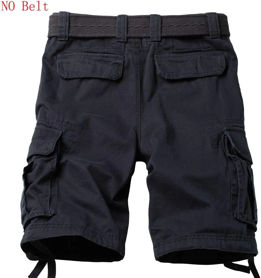 AKARMY Men's Camo Cargo Shorts Outdoor Multi-Pocket Cotton Casual Shorts with No Belt