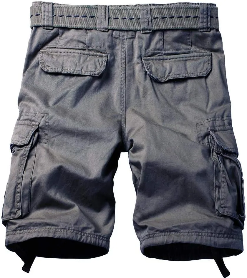 AKARMY Men's Camo Cargo Shorts Outdoor Multi-Pocket Cotton Casual Shorts with No Belt