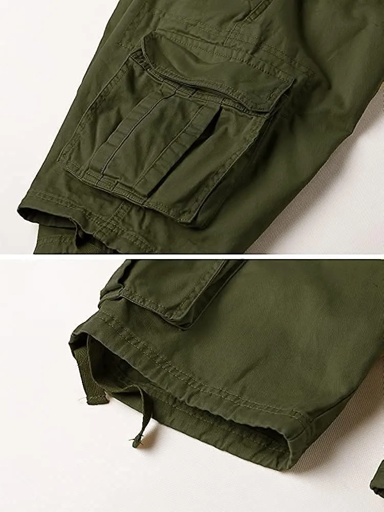 AKARMY Men's Camo Cargo Shorts Outdoor Multi-Pocket Cotton Casual Shorts with No Belt