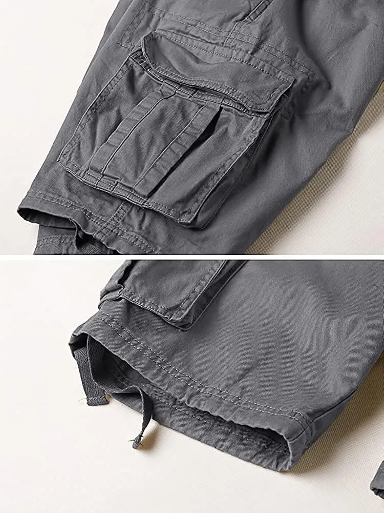 AKARMY Men's Camo Cargo Shorts Outdoor Multi-Pocket Cotton Casual Shorts with No Belt
