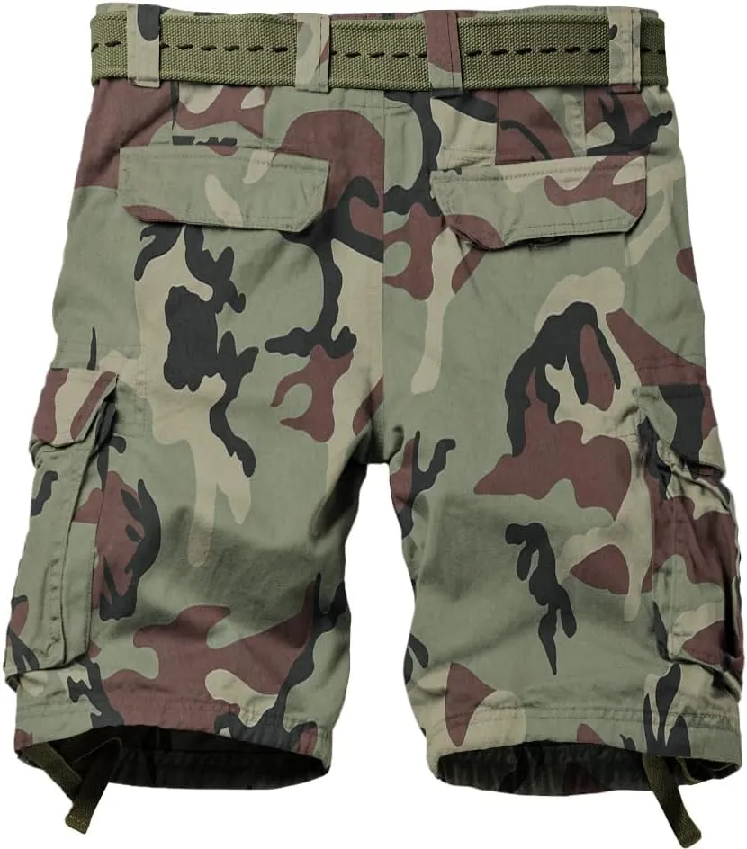 AKARMY Men's Camo Cargo Shorts Outdoor Multi-Pocket Cotton Casual Shorts with No Belt