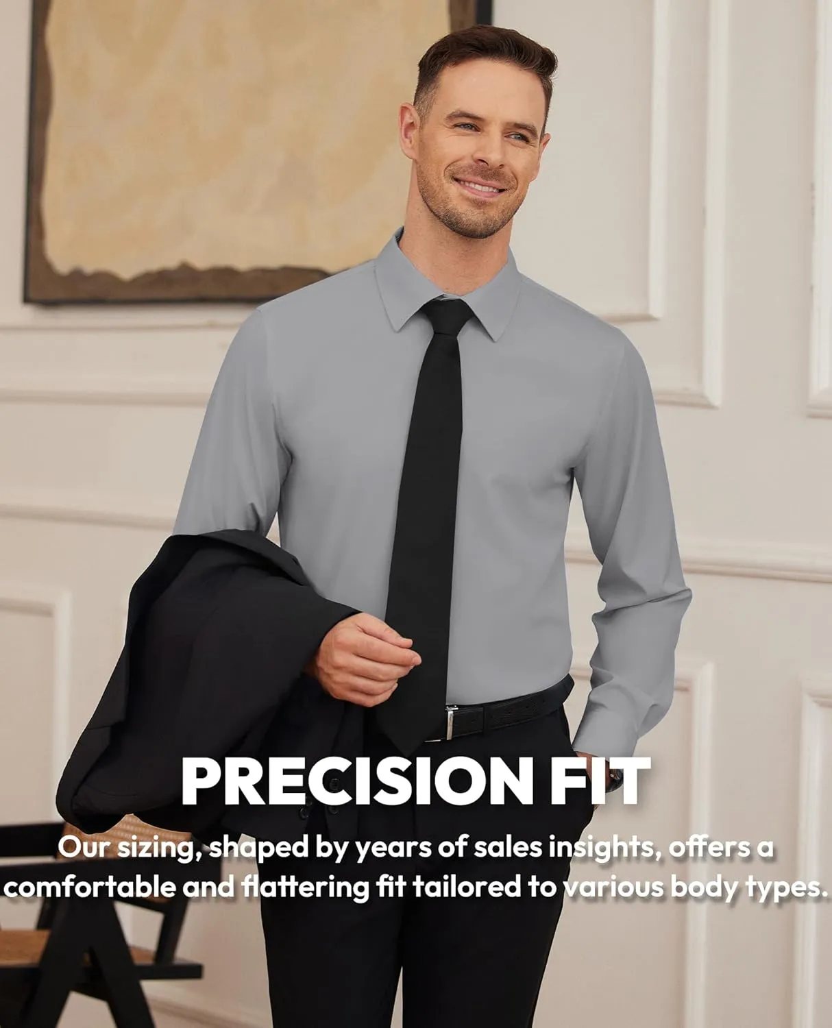 Alimens & Gentle Mens Dress Shirts Stretch Long Sleeve Formal Business Wedding Button Down Shirt Wrinkle Free