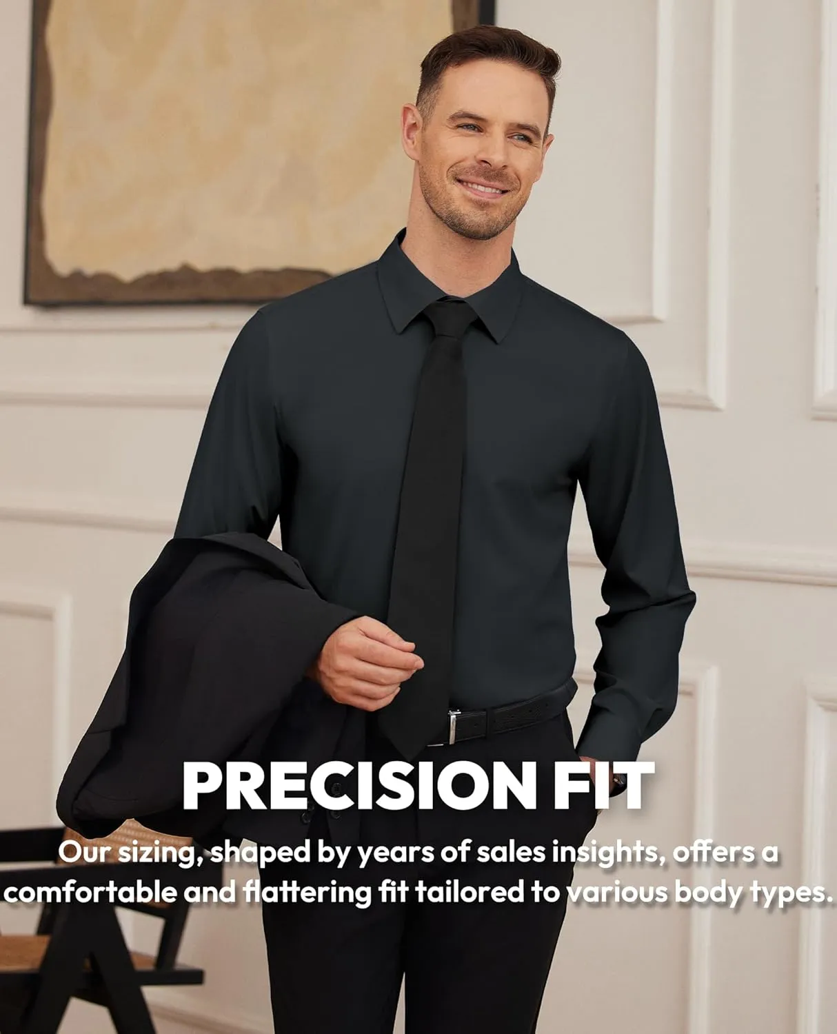Alimens & Gentle Mens Dress Shirts Stretch Long Sleeve Formal Business Wedding Button Down Shirt Wrinkle Free