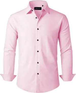 Alimens & Gentle Mens Dress Shirts Stretch Long Sleeve Formal Business Wedding Button Down Shirt Wrinkle Free