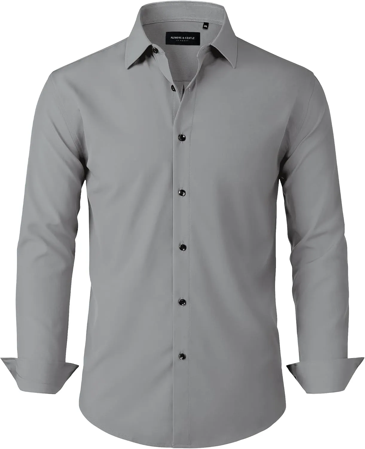 Alimens & Gentle Mens Dress Shirts Stretch Long Sleeve Formal Business Wedding Button Down Shirt Wrinkle Free