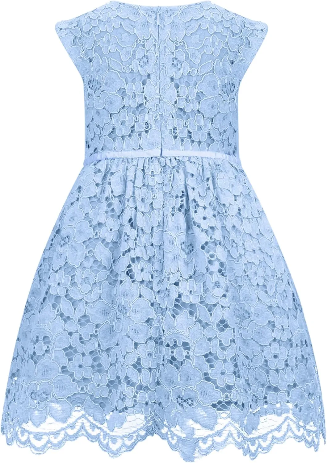 ALLOVIN Girls and Toddler Sleeveless A-Line Lace Party Dress Flower Girl Princess Dress with Beaded Bowknot 2-12 Years
