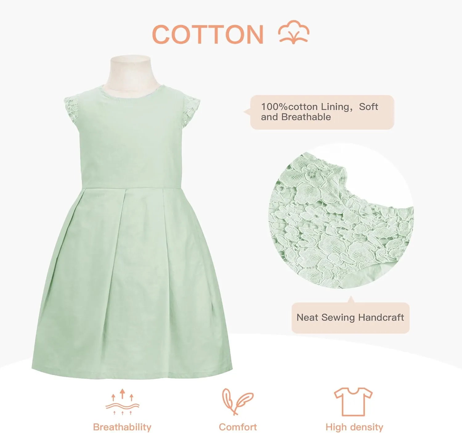 ALLOVIN Girls and Toddler Sleeveless A-Line Lace Party Dress Flower Girl Princess Dress with Beaded Bowknot 2-12 Years