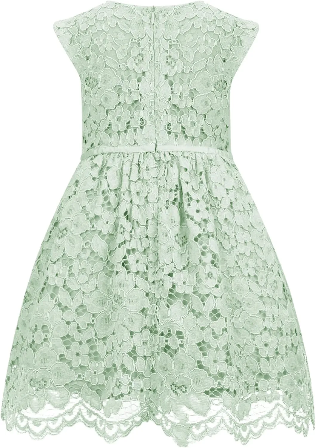 ALLOVIN Girls and Toddler Sleeveless A-Line Lace Party Dress Flower Girl Princess Dress with Beaded Bowknot 2-12 Years