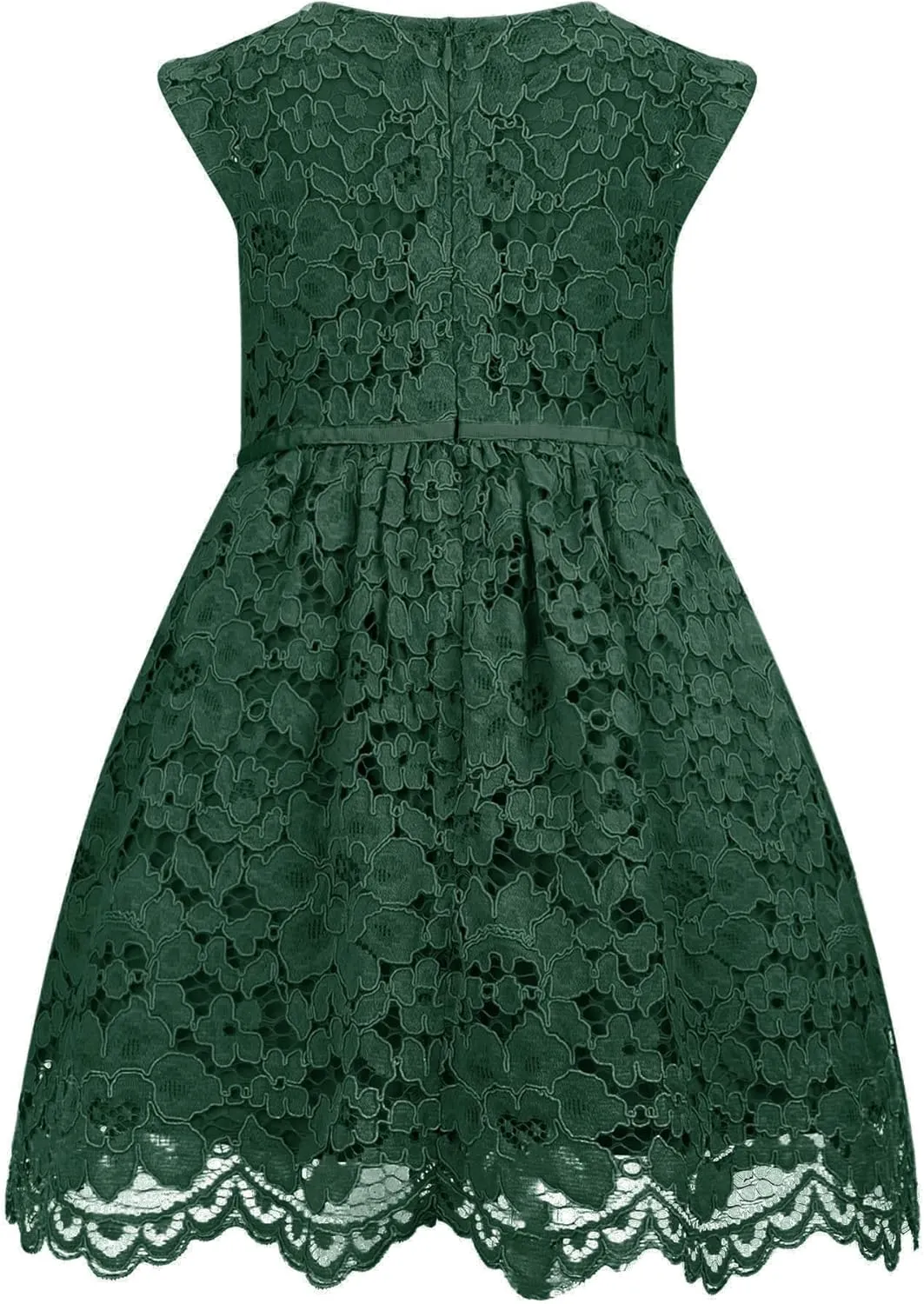 ALLOVIN Girls and Toddler Sleeveless A-Line Lace Party Dress Flower Girl Princess Dress with Beaded Bowknot 2-12 Years