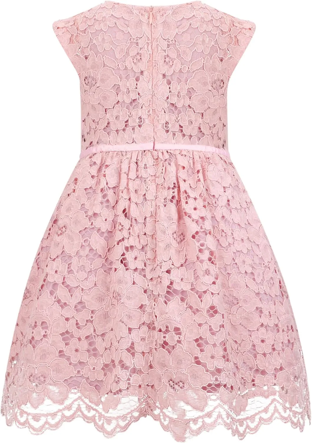 ALLOVIN Girls and Toddler Sleeveless A-Line Lace Party Dress Flower Girl Princess Dress with Beaded Bowknot 2-12 Years