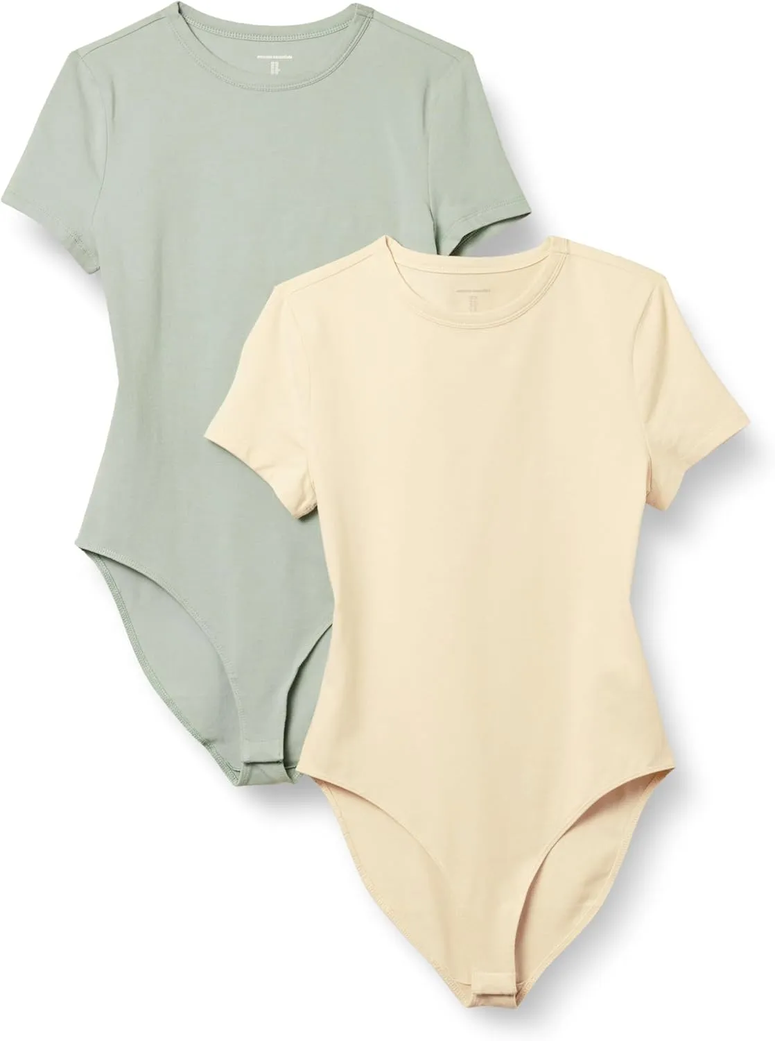 Amazon Essentials Women's Stretch Cotton Jersey Slim-Fit T-Shirt Bodysuit, Pack of 2