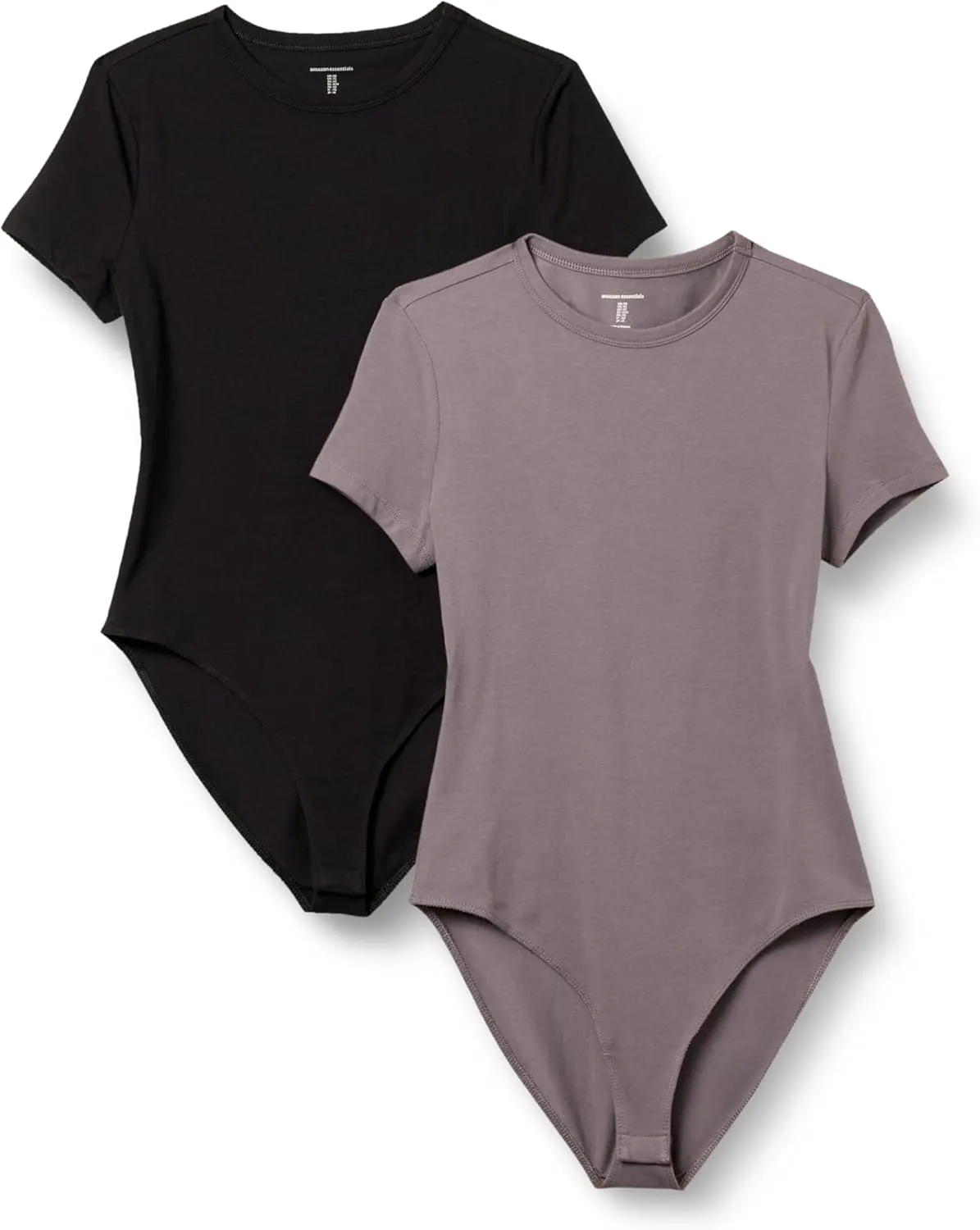 Amazon Essentials Women's Stretch Cotton Jersey Slim-Fit T-Shirt Bodysuit, Pack of 2