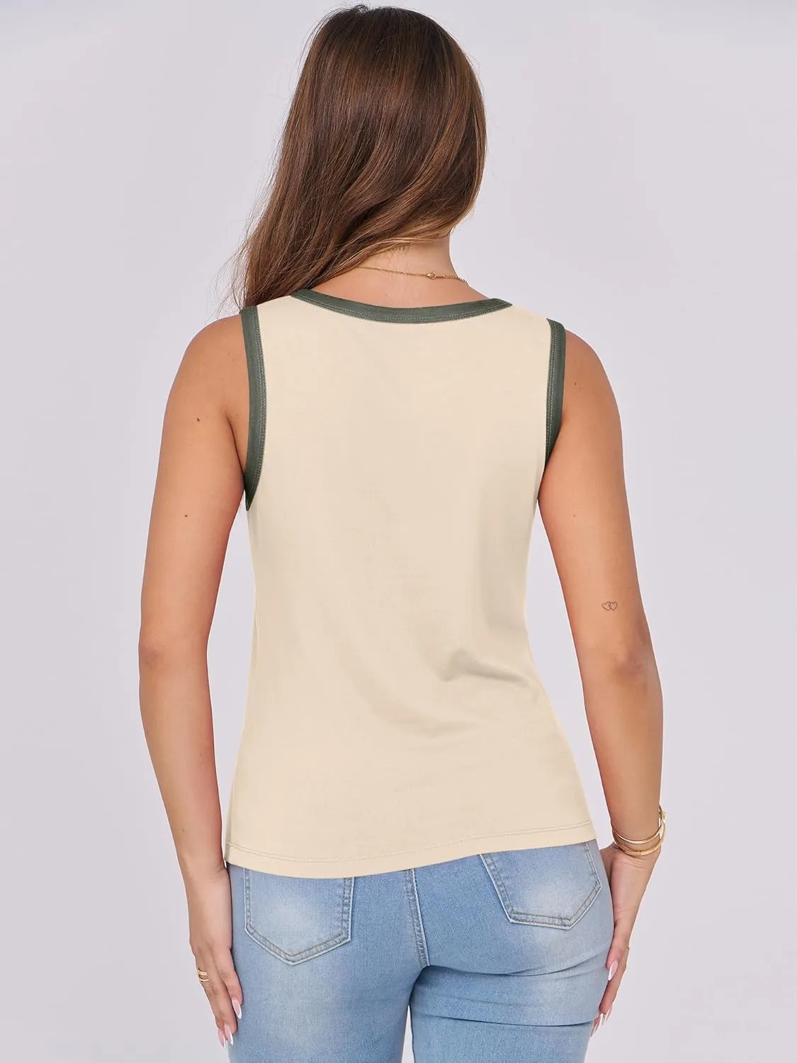 ANRABESS Tank Tops for Women 2025 Summer Casual Crew Neck Color Block Basic Sleeveless T Shirt Fashion Teen Girls Outfits