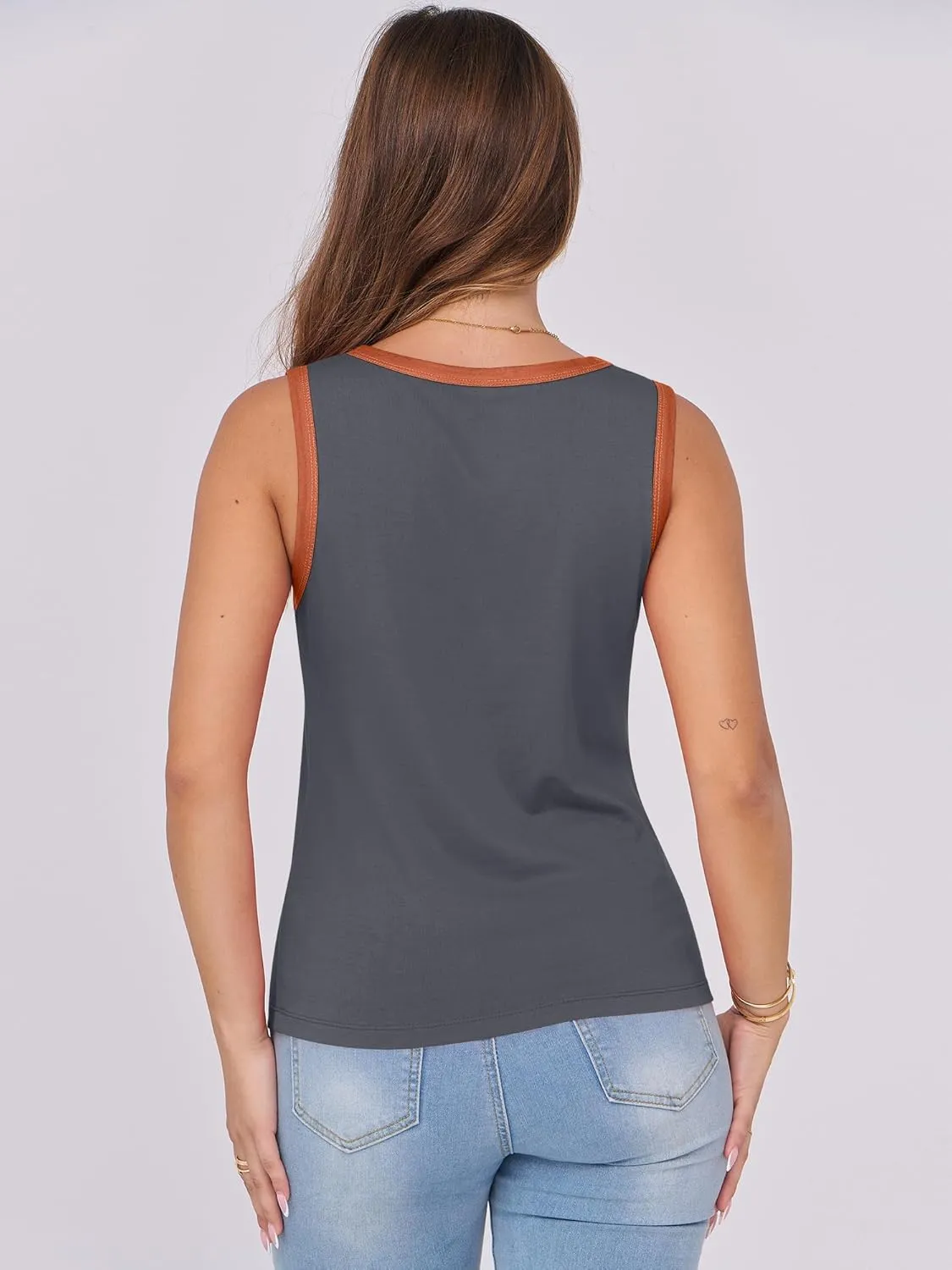 ANRABESS Tank Tops for Women 2025 Summer Casual Crew Neck Color Block Basic Sleeveless T Shirt Fashion Teen Girls Outfits