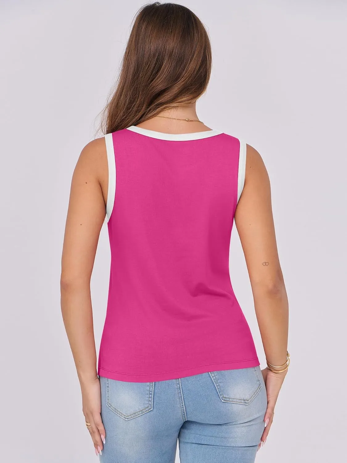 ANRABESS Tank Tops for Women 2025 Summer Casual Crew Neck Color Block Basic Sleeveless T Shirt Fashion Teen Girls Outfits