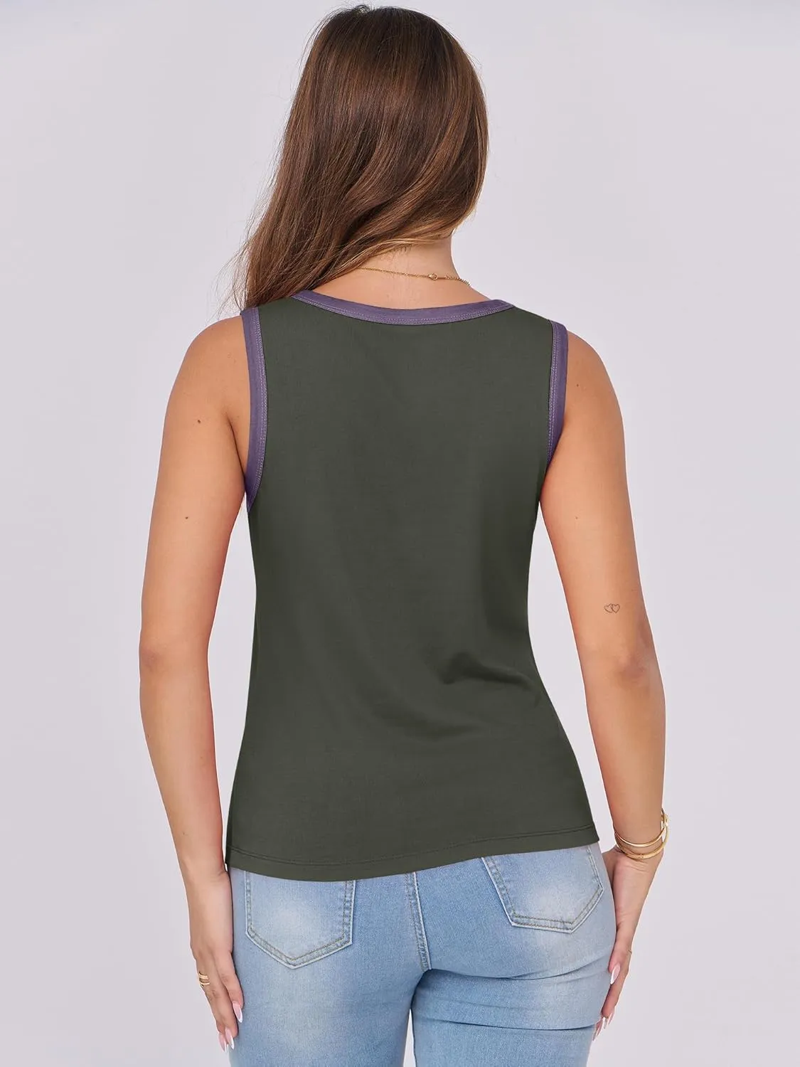 ANRABESS Tank Tops for Women 2025 Summer Casual Crew Neck Color Block Basic Sleeveless T Shirt Fashion Teen Girls Outfits