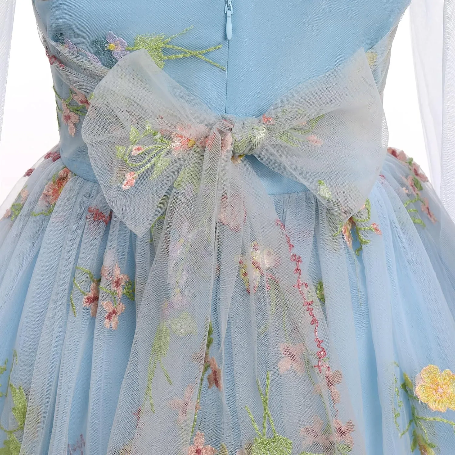 Baby Flower Girl Dress Sleeveless Spaghetti Straps Floral Embroidered Princess Dress Toddler Birthday Party Fairy Tulle Dress