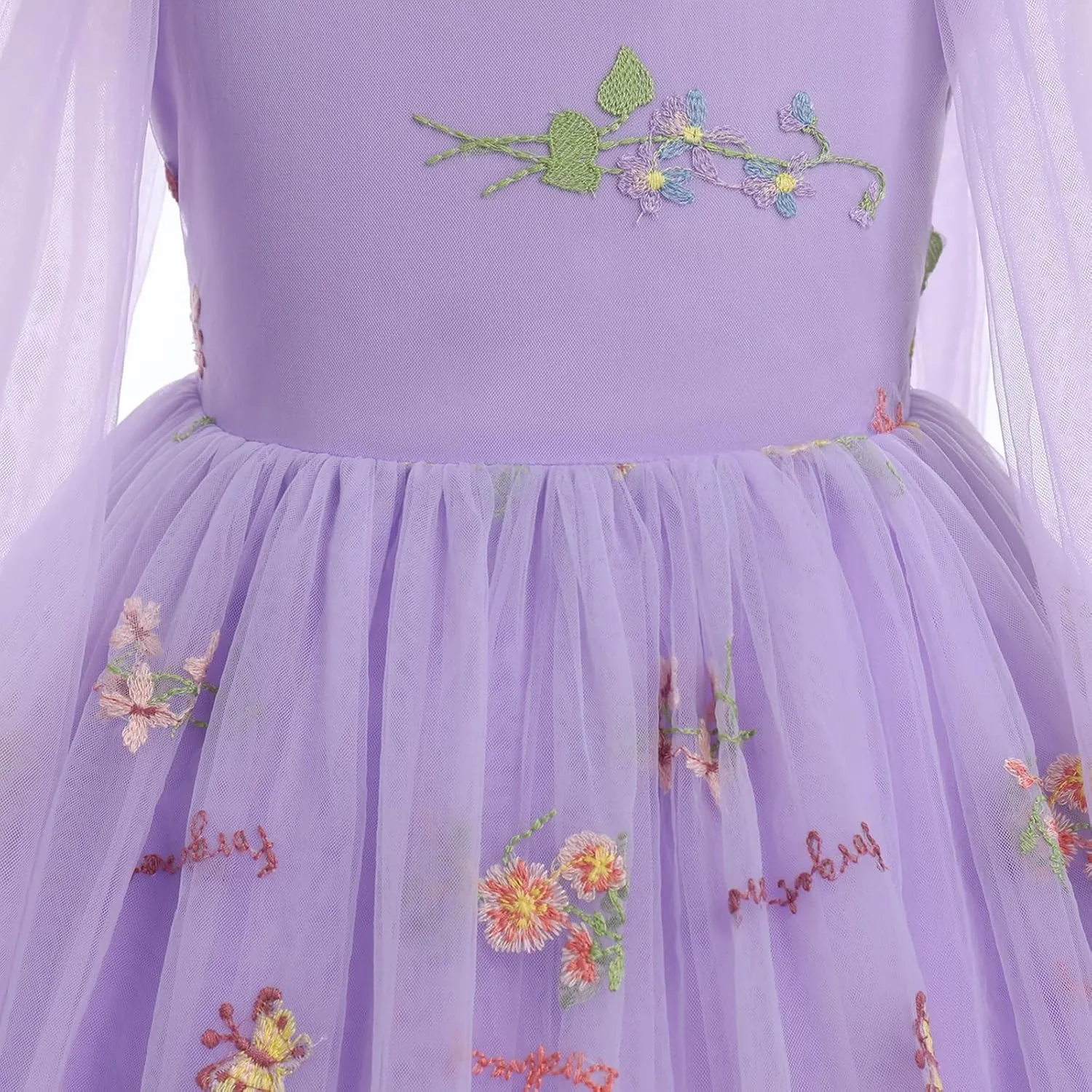 Baby Flower Girl Dress Sleeveless Spaghetti Straps Floral Embroidered Princess Dress Toddler Birthday Party Fairy Tulle Dress