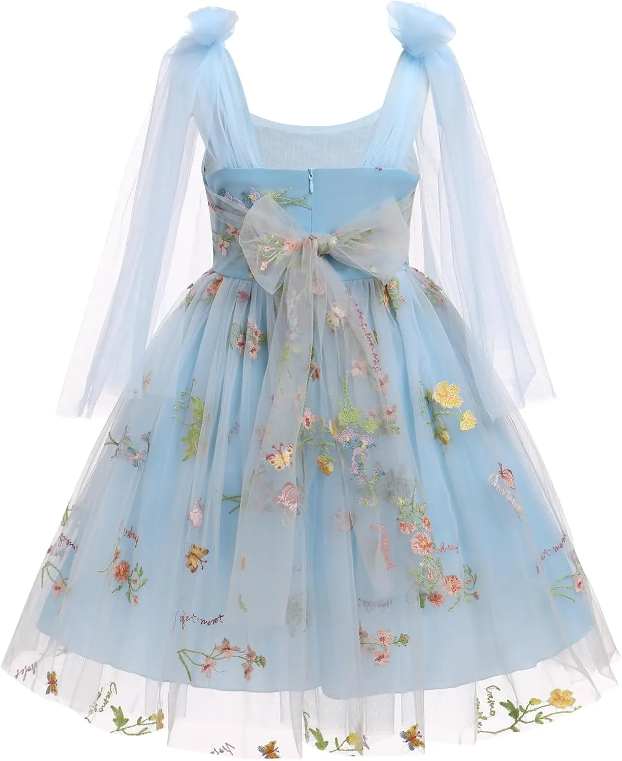 Baby Flower Girl Dress Sleeveless Spaghetti Straps Floral Embroidered Princess Dress Toddler Birthday Party Fairy Tulle Dress