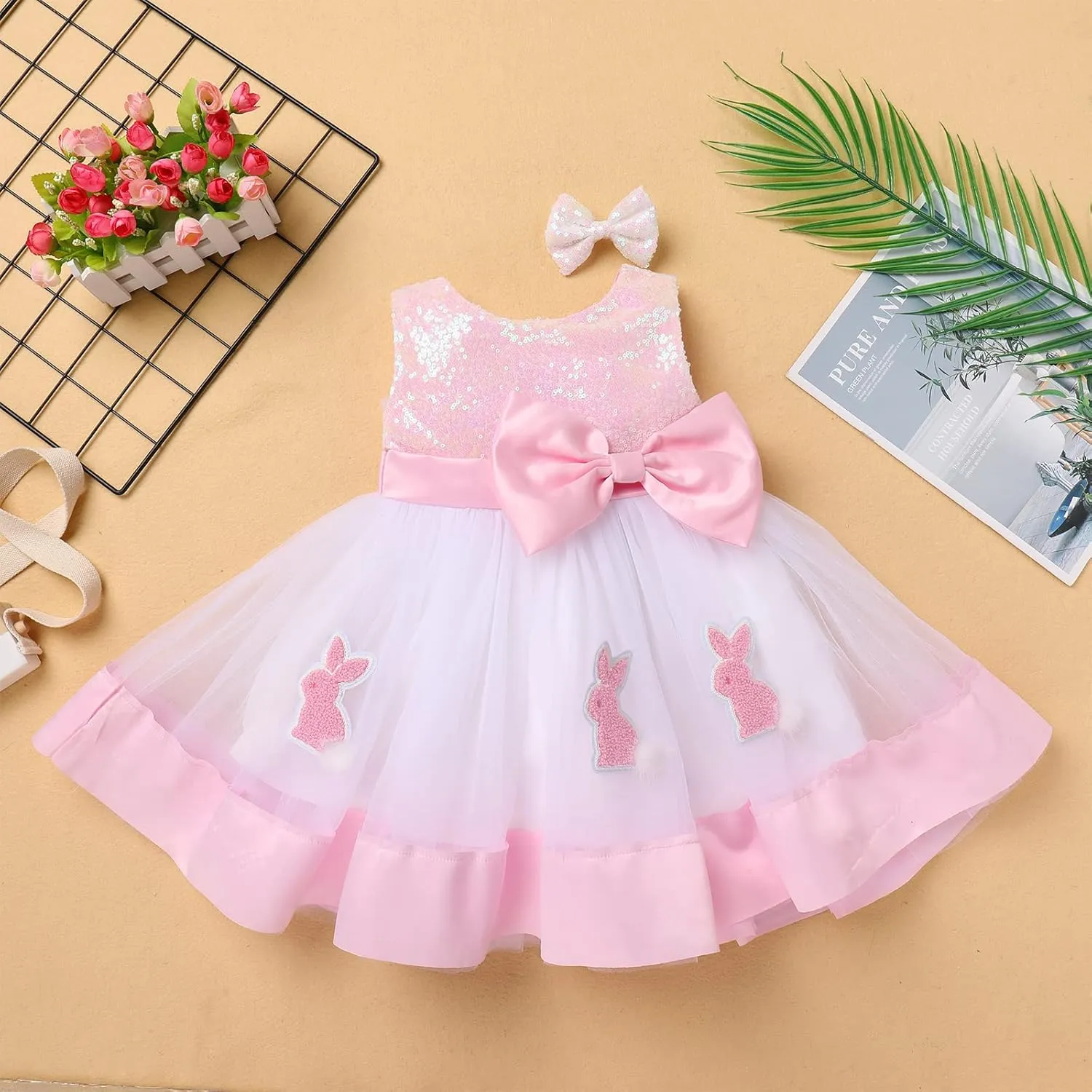 Baby Girl Princess Dress Cake Smash Birthday Tutu Dress Headband Baptism Clothes Set for Cake Smash Photo Shoot