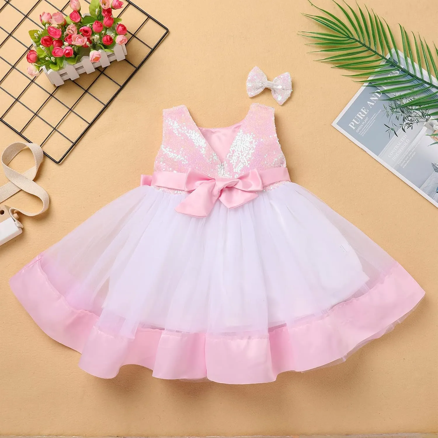 Baby Girl Princess Dress Cake Smash Birthday Tutu Dress Headband Baptism Clothes Set for Cake Smash Photo Shoot