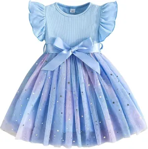 Balatele Toddler Baby Girl Tulle Dress Summer Sleeveless Embroidery Sequin Princess Birthday Party Tutu Dress