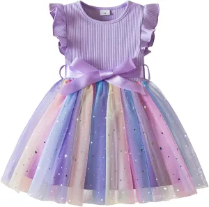 Balatele Toddler Baby Girl Tulle Dress Summer Sleeveless Embroidery Sequin Princess Birthday Party Tutu Dress